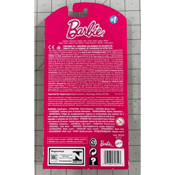 Barbie Gown Fashion Accessory N8328 Pink Glitter Dress Silver Heels Purse New - Picture 3 of 4